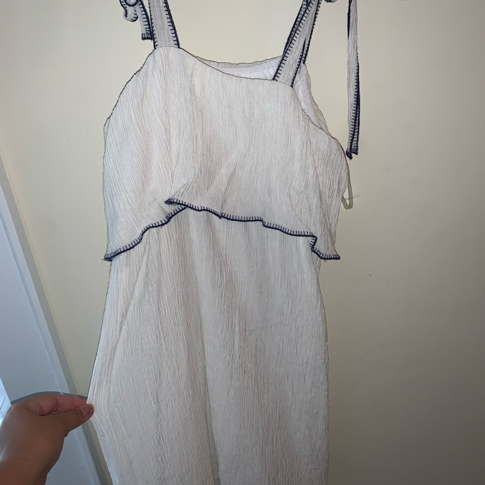 white dress with navy detail!